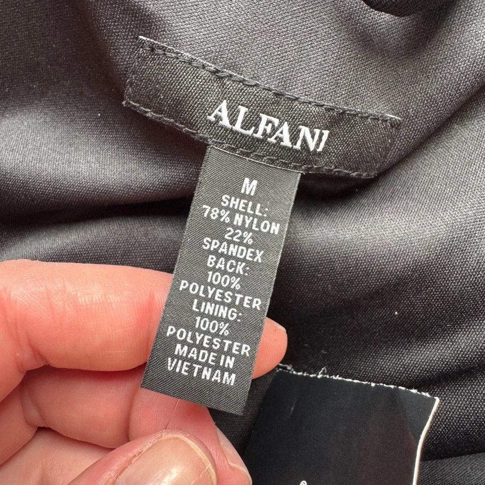 Alfani Mens Alfatech Zipper Vest Deep Black Stretch Bomber Collar Medium NEW